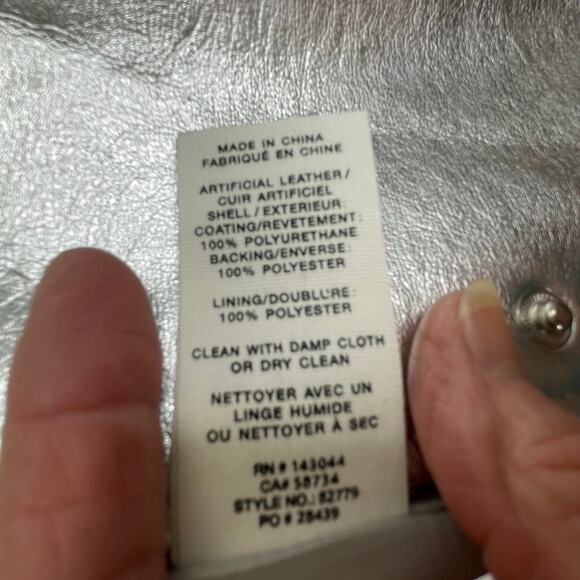 Avec Les Filles Silver Metallic Button Front Trench Coat Belted Medium *flawed - Picture 10 of 13